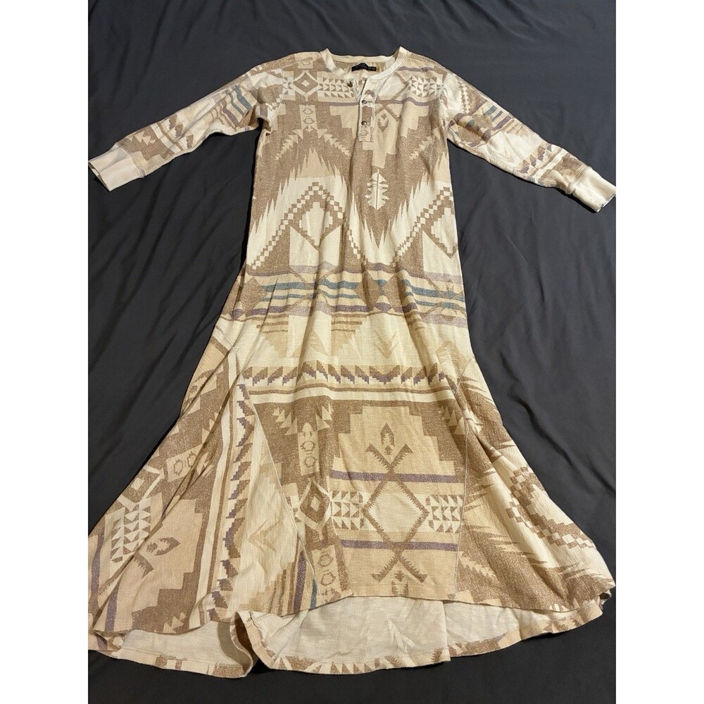 Polo Ralph Lauren Aztec Southwestern Beacon Print Maxi Dress XXL Henley Waffle
